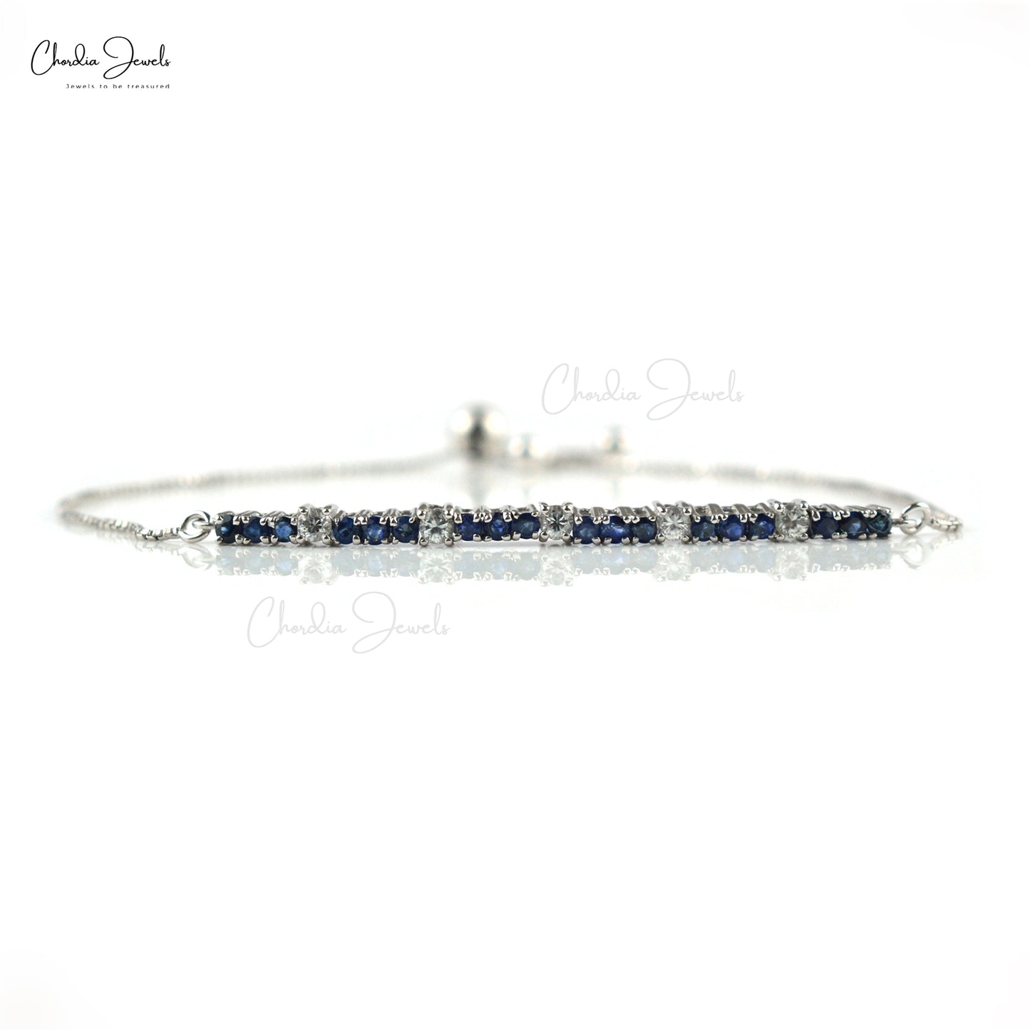 3 1/2ct Blue Sapphire Tennis Bracelet 14k White Gold 7